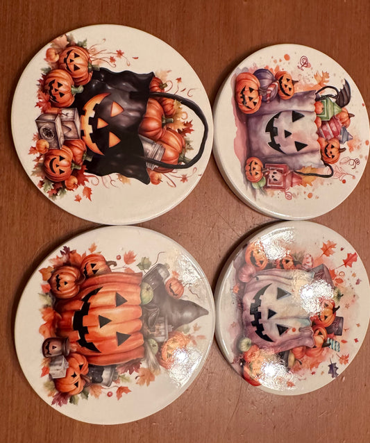 Halloween ceramic coaster set